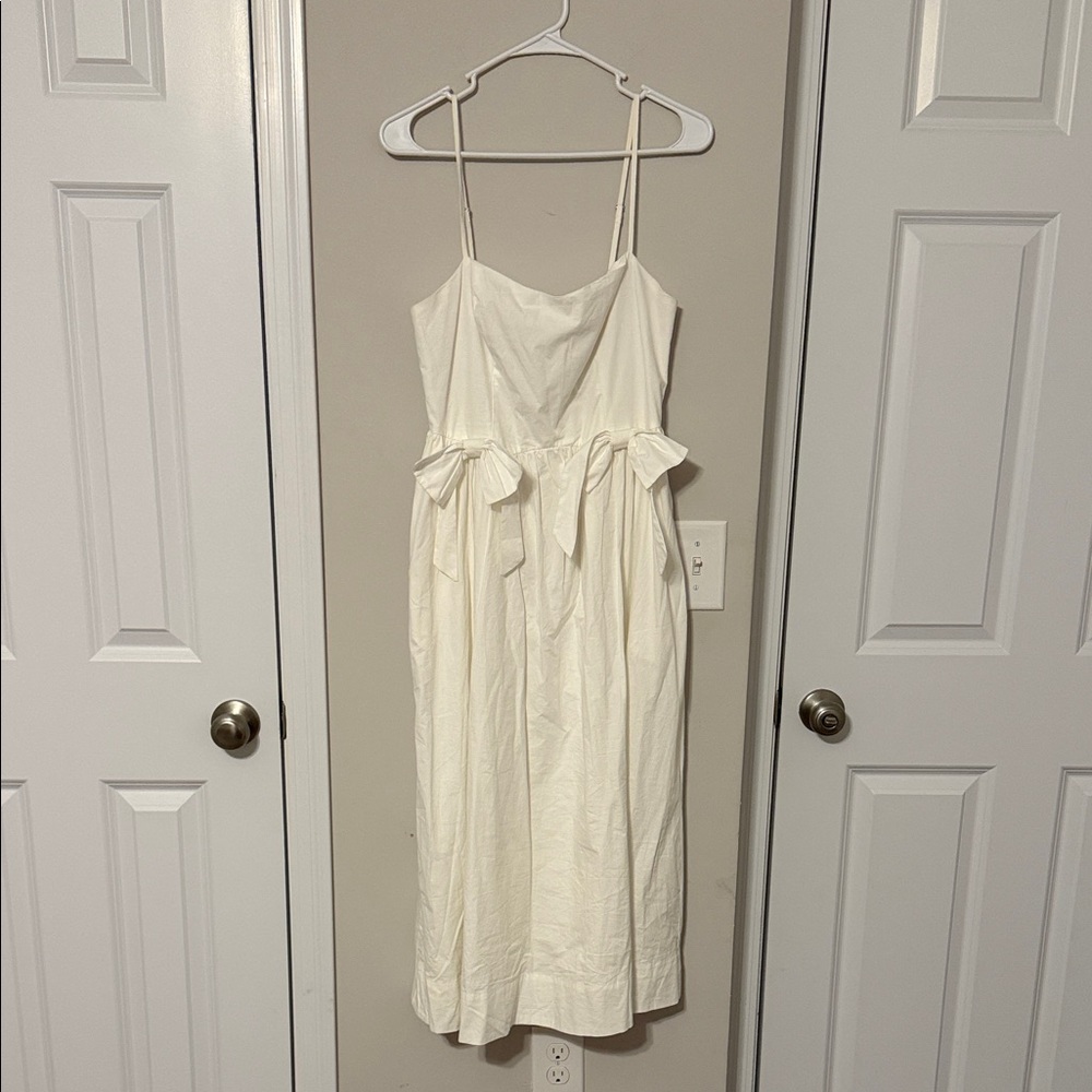 Astr Ivory Midi Dress with Bow Detail